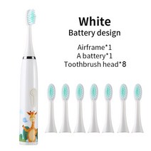 건강치아 어린이 전동 칫솔 만화 패턴 교체 치아 브러쉬 헤드 초음파, Battery Type 8 Head