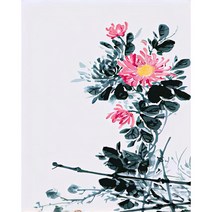쉬운 diy피포페인팅 사군자 매화 난초 국화 대나무 매란국죽 행복 재물 풍수 수묵화 동양화 색칠하기 선물용 슬기로운 취미생활 집중력향상 스트레스 해소 그림그리기 소품, 사군자그리기도안08, 40*50cm(액자프레임포함)