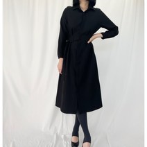 올강 허리 핀턱 오픈 바바리형 원피스