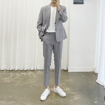 아도르클래식 Lux 고방체크 시어서커 한여름 봄 가을 캐주얼 스판 정장 수트 세트