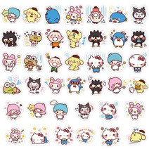 쿠로미스티커 산리오 마이멜로디 폼폼푸린 시나모롤 냉장고 노트북 Kawaii 완구 Myme, 01 40pcs