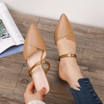 빅사이즈 여성 스틸레토 레더 뮬 슬링백 펌프스힐 LK2018