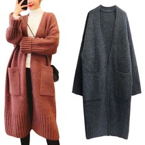 여자옷 로브스타일 봄가을 여자외투 주머니 롱가디건