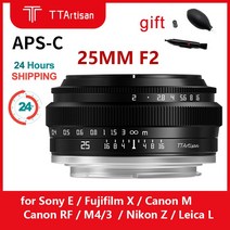 TTArtisan 25mm F2 카메라 렌즈 APS-C 프레임 Sony E Fujifilm X Nikon Z Canon M RF Panasonic Olympus M4, M4/3_Black