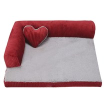 반려견 강아지 벨벳 코듀로이 로우 매트리스 침대 (M), 브라운_M