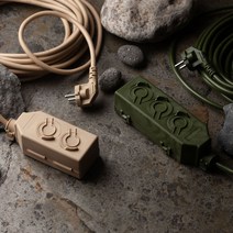 반딧불 캠핑 연장선 전기 리드선 콘센트 릴선 2구 3구 3M 9M 17M 25M, 카키, 3구 15M