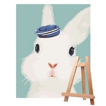 유쾌한컴퍼니 DIY 쉬운 명화 유화 그리기 세트 중형 40x50 + 중형이젤, A-051 모자토끼+중형이젤