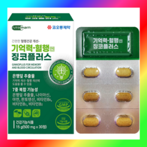 기억력 혈행 혈액순환 개선 도움 진코 등 500mg, 30정×1박스 (1개월분)