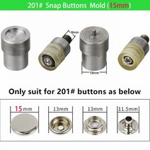 자석 단추 메탈 가방 부자재 똑딱이 티셔츠 스냅 달기 셀프 수선 집게 알루미늄 핸드 펀치 프레스 기계 및 스틸 다이스 버튼 구멍 그로멧 진주 리벳 청바지 버튼 금형 재봉, YKJMJ-201-15mm