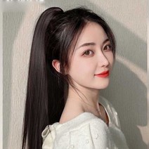 미즈코스 긴 생머리 포니테일 집게 가발 묶음머리 붙임머리 집게핀 부분, 내츄럴브라운-40cm