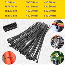 100개 세트 블랙 화이트 플라스틱 나일론 자동 잠금 케이블 와이어 전자 고정 산업용 3x80-5x200mm, [02] Black, [12] 5x300 width 3.5mm