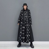 XITAO 도트 프린트 셔츠 점프슈트 주름 접합 패션 캐주얼 긴팔 터틀넥 여성 ZY6531