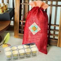 차렌시아 공진단상자 한약 보약 용돈박스 (파우치형) 용돈, 빨강색 파우치 (투명청병)