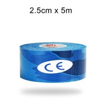 WorthWhile Kinesiology Tape 운동 회복 탄성 테이프 Kneepad 근육 통증 릴리프 무릎 패드 체육관 피트니스 붕대 지원, 15 2.5X500 Blue Camo