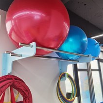 짐볼 거치대 벽걸이형 선반 이동식 바퀴 소도구 정리함, 하늘색 길이 200x너비 60x높이 50CM