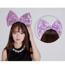 호쿠호니 왕리본머리띠 백설공주 헤어밴드 보석 스팽글 여자 비즈, 점보리본머리띠(옐로우)