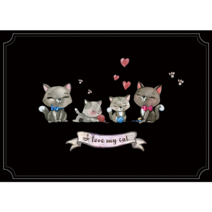 제이에스 주방아트보드 러브미야옹 블랙