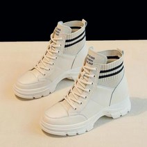 여성용 후델 레이스업 미들 통굽 워커 7cm 여성부츠 워커