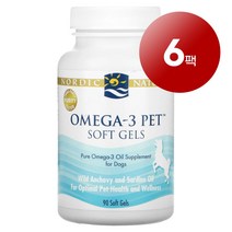 리암마켓 Nordic Naturals 노르딕 내추럴스 강아지용 면역 건강한 피부 털 관리 보충제 오메가-3 소프트젤 90정 1팩, 6팩