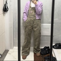 멜빵바지 와이드 오버롤팬츠 레오파드