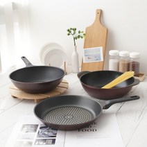 [KT알파쇼핑]키친아트 국내생산 후라이팬 1+1 내맘대로 골라담아!!, 3.와인28cm[후+파]