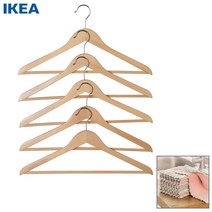 [무료배송]이케아온라인몰 원목행거 심플옷걸이 원목 우드 논슬립 옷정리 옷가게 상의옷걸이+먼지제거극세사행주, 1세트(5P)+극세사행주1개