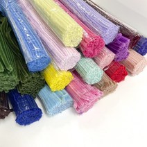 파스텔모루 얇은모루 공예용 모루 철사 털철사 튤립 컬러 칼라 30cm 100개입 pipe cleaner, 네온옐로우