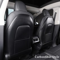테슬라 요크핸들 방수매트 차박매트 용품 파츠 모델 3 Y 블랙 레드 화이트 PU 가죽 시트 백 킥 프로텍터 매트 서라운드 시트백, 04 2 Packs Carbonfiber