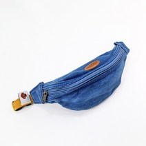 강아지 데님 힙색 산책 똥츄 가방, 옐로우