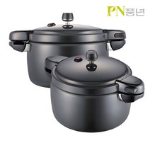 PN풍년 블랙펄 뉴 압력솥 2인용/4인용/6인용/8인용/10인용 알루미늄 경질 벌징타입/물눈금/압력표시바, PN 블랙펄뉴-6인용