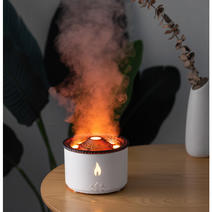 불멍 미니 가습기 불꽃 화산 모닥불 무드등 저소음 탁상용 감성 가습기, 화이트+전용아답타