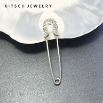 키치쥬얼리 실버 아치 라인스톤 브로치 핀
