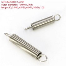 용수철 스프링 스테인레스 스틸 장력 후크 연장 길이 30mm ~ 100mm 와이어 직경 1.2mm 외경 10mm 12mm 2개205553, 1.2x10x40 2pcs