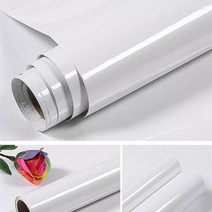 책상 리폼 시트지 블랙 광택 벽지 방수 비닐 자체 접착 벽지 롤 주방 캐비닛 홈 장식, 광택있는 흰색, 5mx60cm