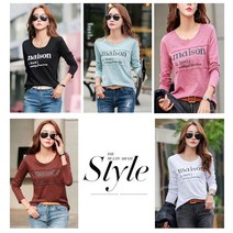 Joyce shop 오래달리기 메종 가을 겨울 간절기 기본 코튼 면 포인트 심플 편안 모던 티 셔츠 패션 아이템 데일리 빅사이즈 긴팔 긴소매 티셔츠