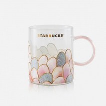 스타벅스 중국 2022 애니버서리MD 컬러 인어비늘 도안 글라스 핸들 머그 컵 355ml