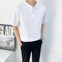 애드매이브 슬라브 차이나 헨리넥 반팔 티셔츠(3color)