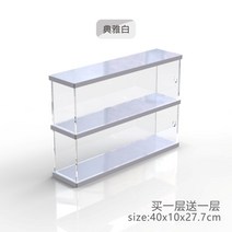 아크릴 피규어 케이스 2층 디스플레이 전시장 40x10x27cm 전시함 정리대 장식장, 핑크
