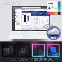 LG 2022 그램14(12세대) 14ZD90Q-GX50K [이벤트 한컴오피스 증정], WIN11 Pro, 8GB, 1TB, 코어i5, 화이트