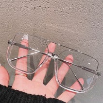 일본안경테 금테 얼굴큰사람 안경 Soampei 레트로 대형 스퀘어 세미 메탈 프레임 여성 클리어 안티 블루 레이 스프링 힌지 더블 브리지 남성 광학 프레임 얼큰이 초경량