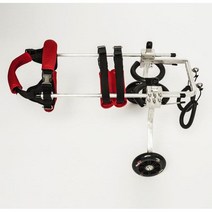 강아지 휠체어 보행기 노견 애견 애완 재활 4륜, XS 패션 레드