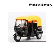 합금 자동차 모델 바이크 오토바이 인도 세발 자전거 대여 Tuk 택시 뒤로 빛 소리 장난감 아이들, 02 without battery