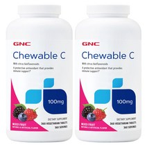 GNC 츄어블 비타민C 100mg 믹스 플루트 360정 x 2 (총2개), 1개
