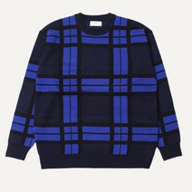 브이와이 남자 체크패턴 스웨터 루즈핏 데일리 캐주얼 니트