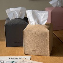 티슈케이스 휴지 각티슈 케이스 심플 인조가죽 정사각, 화이트