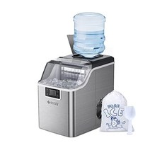 ecozy 휴대용 아이스 메이커 조리대 하루 20kg(44파운드) 13분 안에 준비된 큐브 24개 물을 추가하는 2가지 방법 셀프 클리닝 메이커 아이스 백/아이스 스쿱/아이스 바스