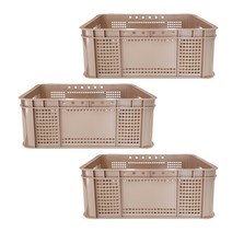 뉴플라스틱 운반상자 6호 운반 수납 플라스틱 바구니 사각 농수산물 3개묶음, 운반6호_브라운(3개묶음)