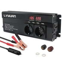 차량용 인버터 노트북 충전기 220v 캠핑용 변압기 lvyuan 자동차 인버터 전원, 12v EU 레드