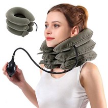 판타지 실용성 건강 편리 3단 에어목밴드 에어쿠션 목보호 일자목보호대 고정기 필로우, 3단 에어목밴드(그레이)