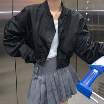 대박난박양 소매 셔링 크롭 점퍼